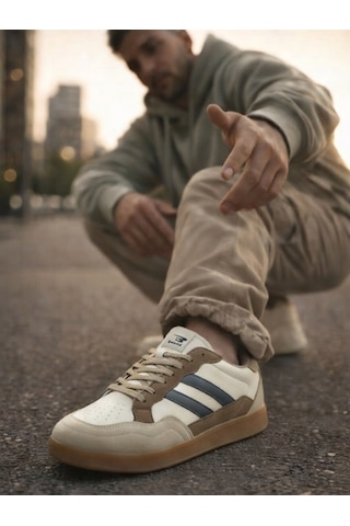 Nstil Erkek Spor Ayakkabı Rahat Yumuşak Taban Kaymaz Günlük Bağcıklı Sneaker 4330 Vizon