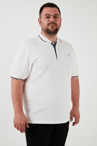 Buratti Büyük Beden Pamuklu Regular Fit Erkek Polo Yaka T Shirt 5902118B Beyaz
