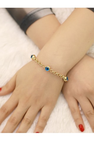 14 Ayar Altın Büyük 3 Gözlü Doç Bileklik Altın