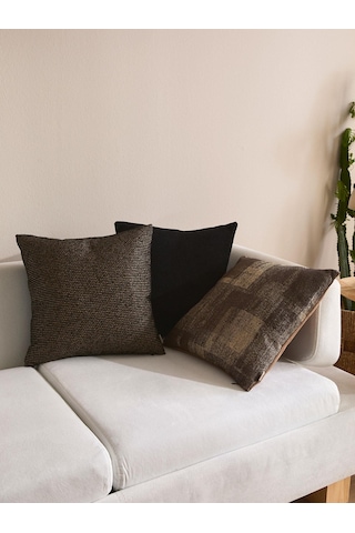 Brown Echo 3'lü Kırlent Kılıf Seti Siyah