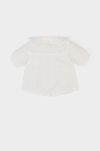 DeFacto Kız Bebek Dantel Yaka Flamlı Poplin Kısa Kollu Gömlek E8379A525SMWT32 Beyaz