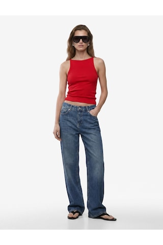 Koton Kaşkorse Kolsuz Pamuklu Slim Fit Askılı Kare Yaka Üst Kırmızı 6sak10388ek