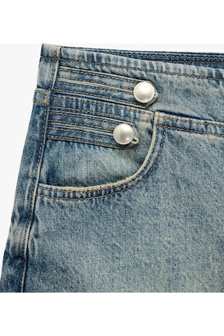 Koton Pamuklu Düğmeli Slim Fit Mini Denim Şort Etek Green Cast 7wal70008md Yeşil