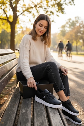 Enoch Düz Taban Ortopedik Klasik Sneaker Spor Ayakkabı Siyah