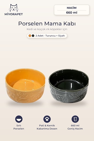 Mama Kabı Porselen-ikili Siyah Turuncu