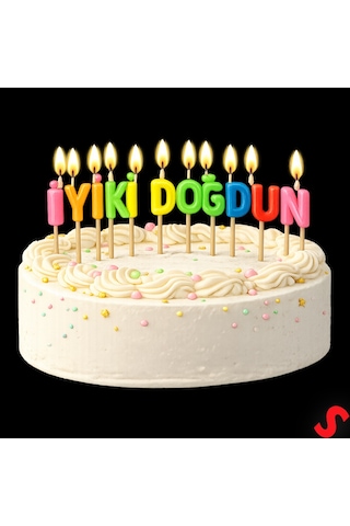 İyiki Doğdun Renkli Harf Mum Seti, 6 Cm 0-99