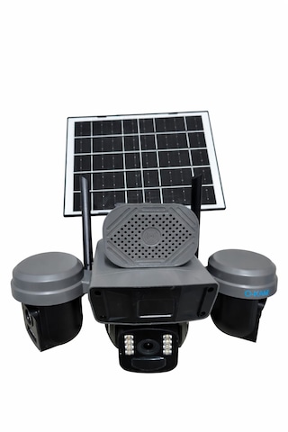 Okam 5210 3 Lensli Wifi Solar Güvenlik Kamerası 360 Ptz, Gece Görüş, Hareket Takip, Güneş Panelli