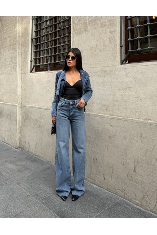 Out Of Standart Kadın Straight Leg Normal Bel Düz Paça Jean Pantolon İce Blue