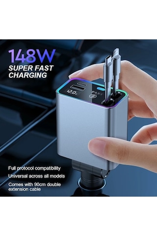 Zyzqstore 148w Pd 66w Araba Şarj Cihazı, Katlanabilir Araç Çakmak Adaptörü, 1 Adet 1 Adet
