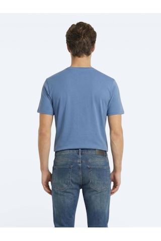 Kip İndigo Düz %100 Pamuk T-shirt