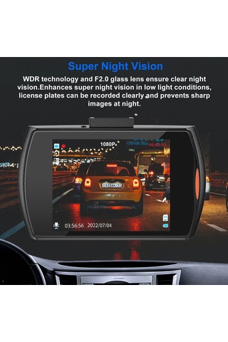 Xindoker Araç Dvr 1080p Full Hd, 2.7 İnç Ekran, 120 Geniş Açı, Gece Görüşü, Döngü Kayıt, Park Modu, Kolay Kurulum Sürücü Kamerası