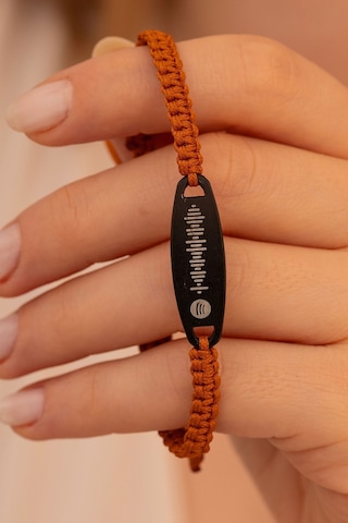 Spotify Kadın Çelik Bileklik Turuncu Siyah Elips Model Çelik