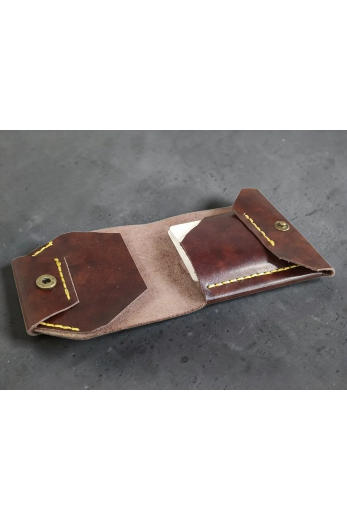Sumerian Leather Craft Sumerianleathercraft Shell Cordovan Efektli Deri Cüzdan Bordo
