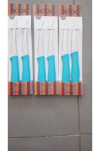 2'li Rooc Mavi Renkli Saplı Çelik Bıçak Mavi