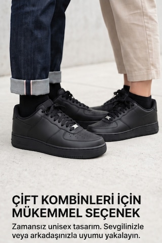 Aeterna Premium Unisex Sneaker - Dayanıklı Taban Rahat Siyah Ayakkabı