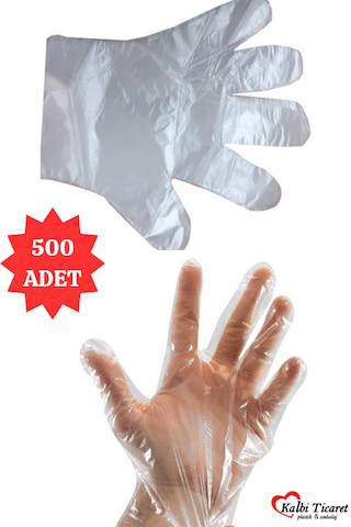 Şeffaf Eldiven 500 Adet Hışır Poşet Eldiven Kullan At Tek Kullanımlık Eldiven