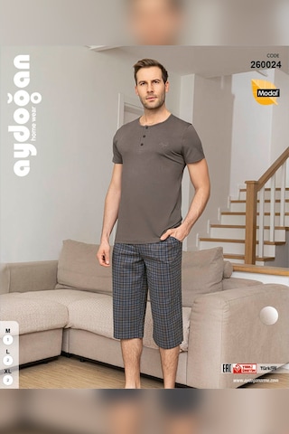 Aydoğan Erkek Civan Modal Bermuda Vizon Pijama Takım 0024 Vizon
