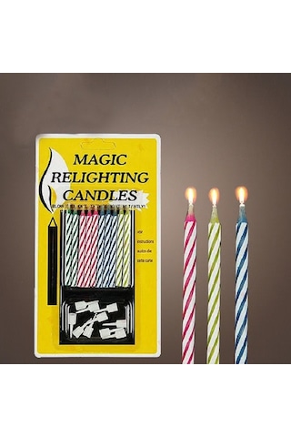 Magıc Relıghtıng Candle Bırthday Vıp Kalite Sihirli Pasta Mumu Üfle Sönsün Bekle Tekrar Yansın 10 Adet