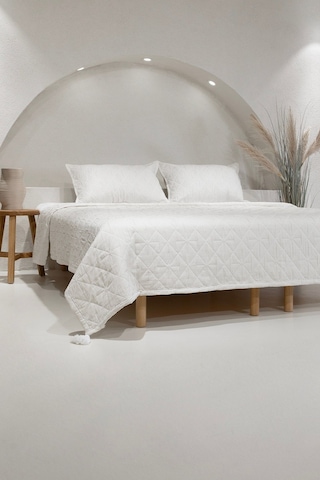 Koza Home Stella Krem Çift Kişilik Baklava Desenli Yatak Örtüsü 230x250 2 Y Krem