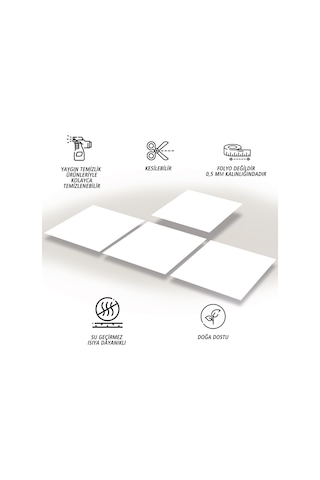 Tink Kendinden Yapışkanlı Renkli Düz Beyaz Desenli Pvc Karo 30x30 Cm