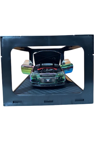 1:24 Metal Model Koleksiyon Araba Nissan Skyline Gt-r R34 Yeşil-mor 19 Cm Döner Ön Tekerler