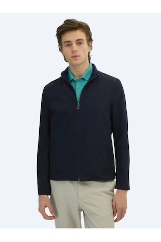 Kip Lacivert Regular Fit Gizli Kapüşon Casual Dokuma Çift Taraflı Mont Lacivert