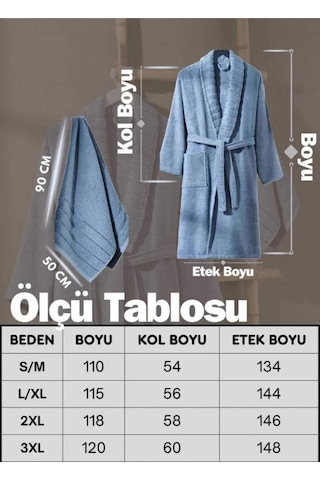 Eponj Home Bornoz - Havlu Seti Carla İndigo Mavi S/m+50x90cm İndigo Mavi