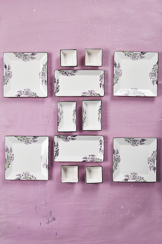 Piatti Naturali 12 Parça 4 Kişilik Lavanta Kahvaltı Takımı Handmade Sunum Set Lila