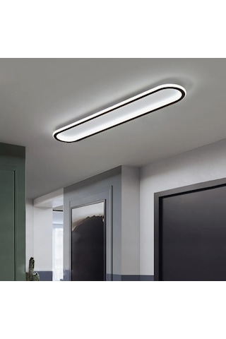 Beyaz 120x16 cm Oval Avize 3000K Sarı Işık Led Tavan Lambası