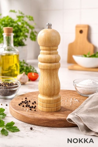 Bambu Gövdeli Komple Ahşap Tuz Karabiber Değirmeni Baharat Öğütücüsü Büyük Boy 20 Cm Diğer