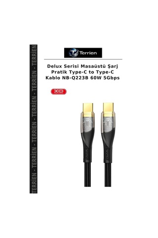 Delux Serisi Masaüstü Şarj Pratik Type-c To Type-c Kablo Nb-q223b 60w 5gbps