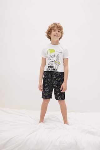 Defacto Erkek Çocuk Baskılı Kısa Kollu Şort Pijama Takım Z9175a623smwt34 Beyaz