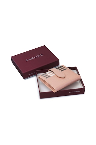 Sanline Sanlıne 800 Hakiki Deri Kartlık Görünümlü Unisex Cüzdan - Pudra Lila