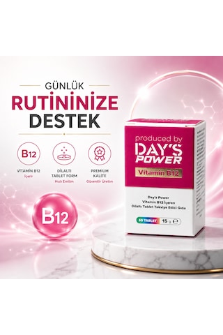 Day S Power Vitamin B12 Dilaltı Tablet 60 Tablet Takviye Edici Gıda