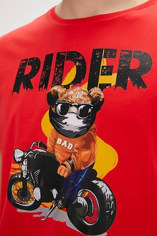 Bad Bear Fever Kırmızı Baskılı Erkek Tişört Siyah