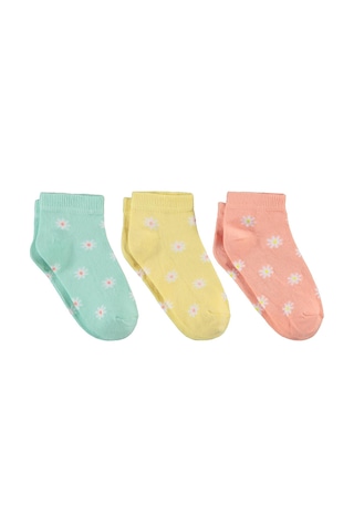 Civil Girls Flower 3'lü 2-12 Yaş Kız Çocuk Patik Çorap - Standart