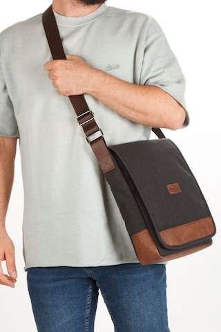 Newish Polo Kanvas Kumaş Kolej Erkek Postacı Çanta new262 Siyah