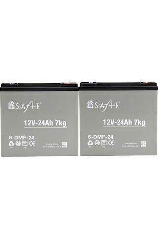 Safir 12 V - 24 Ah Grafen Jel Akü 2'li Set