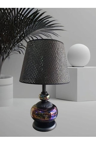 Athyra Abajur Siyah Sedef Siyah Şapkalı Siyah