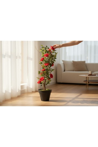 Yapay Agaç 140 Cm Kırmızı Gül Agacı Yeşil