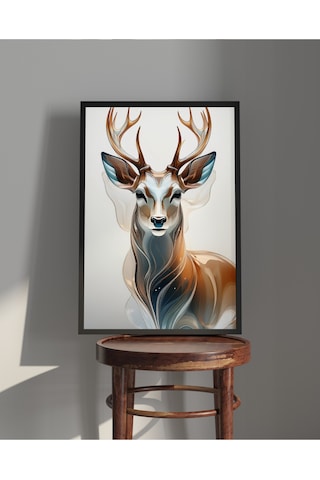 Tablo Ahşap Çerçeveli Tablo Çerçeveli Poster Geyik Tablosu Hayvan Temalı Tablo