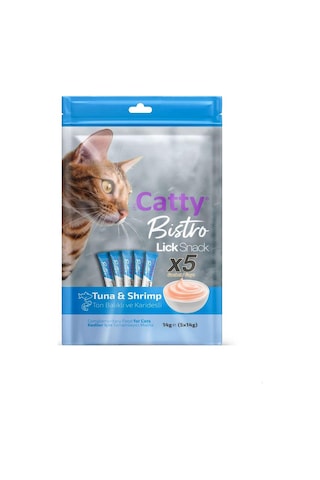 Catty Bistro Ton Balıklı Ve Karidesli Yetişkin Kedi Krema Ödülü 5 X 14 Gr