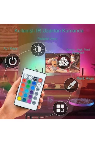 Su Geçirmez Led Şerit Bluetooth Rgb Uzaktan Kumanda 5m Renk Ayarı
