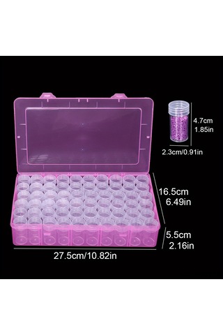 Springsun Renkli Çember Sticker'lı, Bölmeleri Ayrılabilir, Şeffaf Akrilik Malzemeyle Yapılmış, Kozmetik Ve İlaçları Saklamak İçin Pembe Depolama Kutusu 60 Adet Pembe