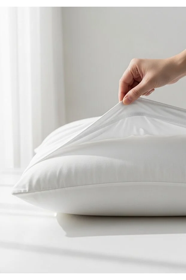 Sıvı Geçirmez Microfiber Yastık Alezi - Su Geçirmez Yastık Koruyucu 50x70 Cm Beyaz