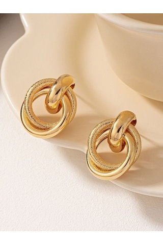 Geeksen Klasik Stilde Gümüş Dokulu Altın Renkli Küçük Küpe, Konforlu Taşınabilir, Zirve Kalite Ve Zevkli Detaylar Gold