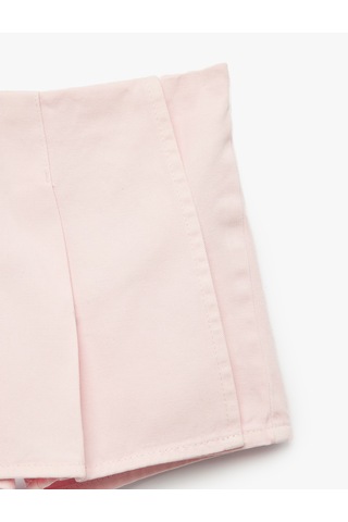 Koton Pamuklu Pileli Şort Etek Pembe 6smg70006ad Gül