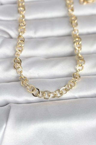 Cm 14k Gold Renk Kalın Halka Zincirli 60 Cm Kadın Kolye - Lisinya altın