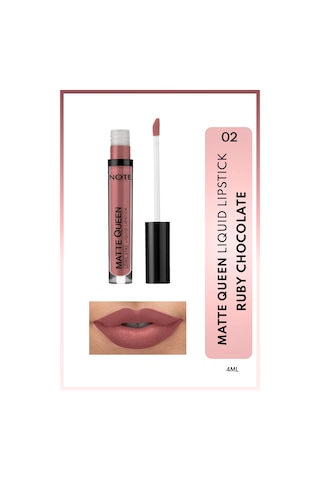Note Cosmetique Matte Queen Lipstick Kalıcı Mat Likit Ruj - 02 Ruby Chocolate - Pembe