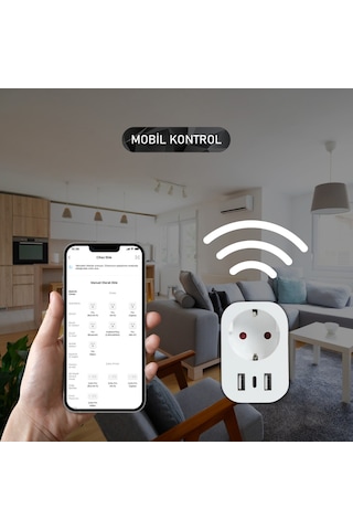 Onvec Usb Type-c Akıllı Tekli Priz, Wifi + Ble, Google Home Ve Amazon Alexa Uyumlu, Uzaktan Kontrol